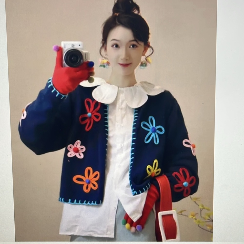 Zara Floral Embroidered Cardigan Size:S - Picture 2 of 6